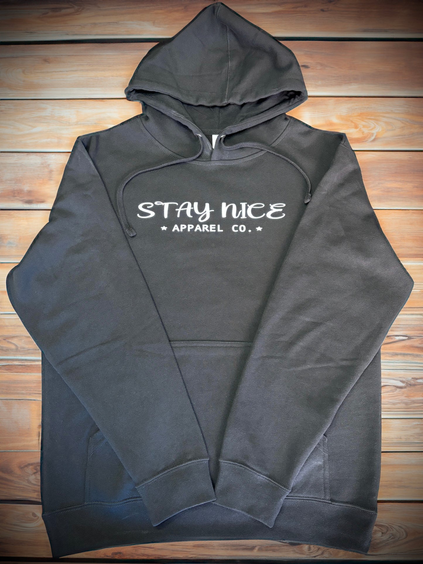Stay Nice Unisex “Apparel Co.”Pullover Hoodie - Black