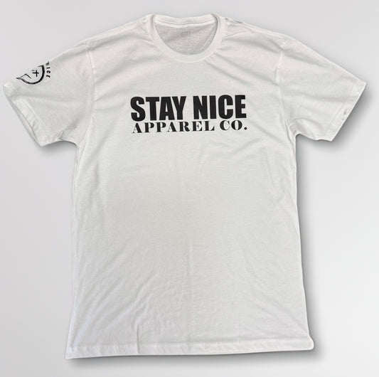 Stay Nice “Apparel Co.” Tee - White