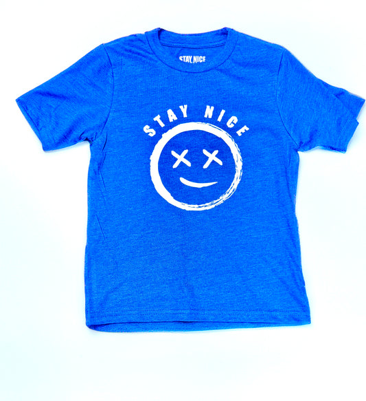 Stay Nice Youth Oversized “OG” Logo Tee - Blue