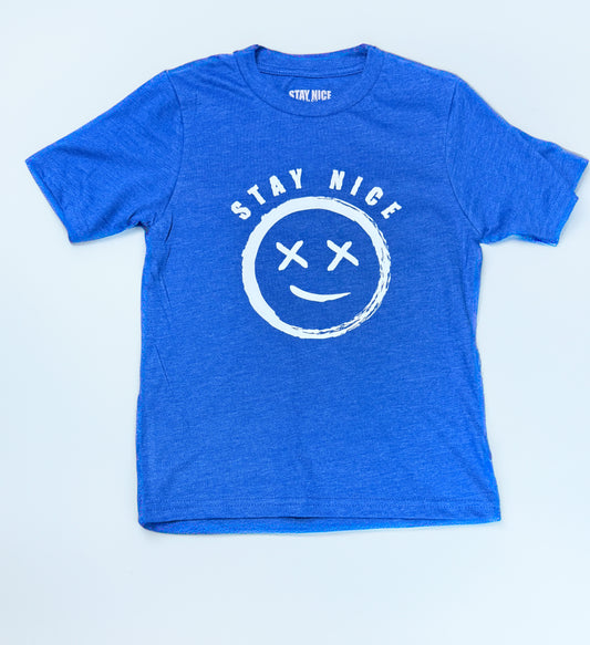 Stay Nice Youth Oversized “OG” Logo Tee - Blue