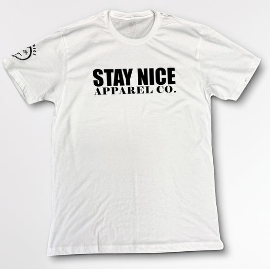 Stay Nice “Apparel Co.” Tee - White