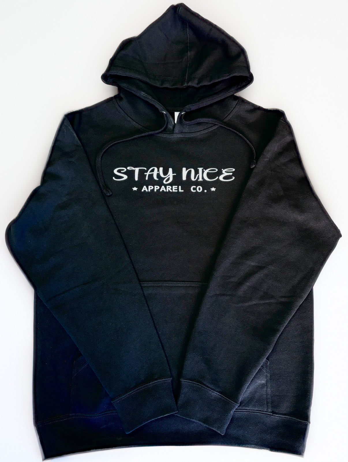 Stay Nice Unisex “Apparel Co.”Pullover Hoodie - Black
